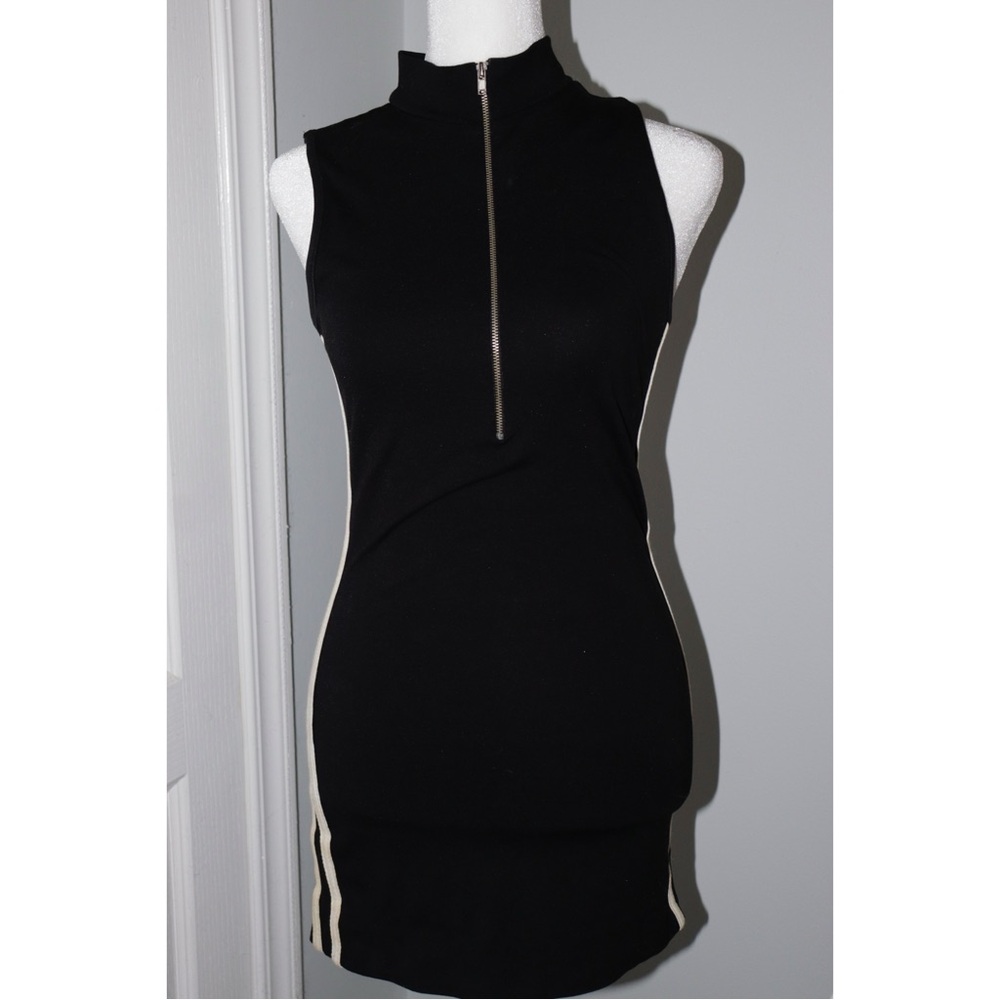 Black Zip-up Bodycon Dress